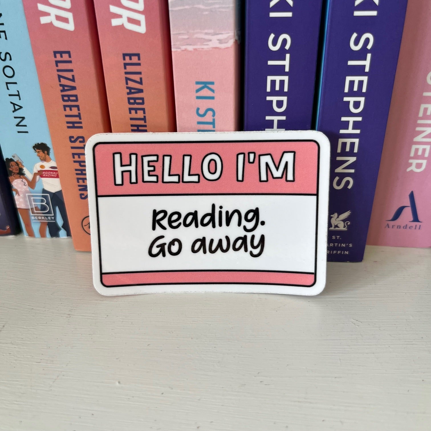Hello I'm Reading. Go Away Sticker