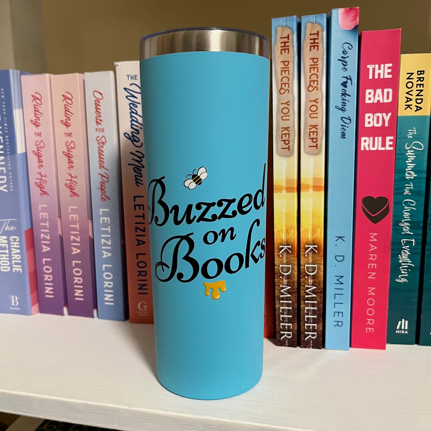 Buzzed On Books Blue Tumbler