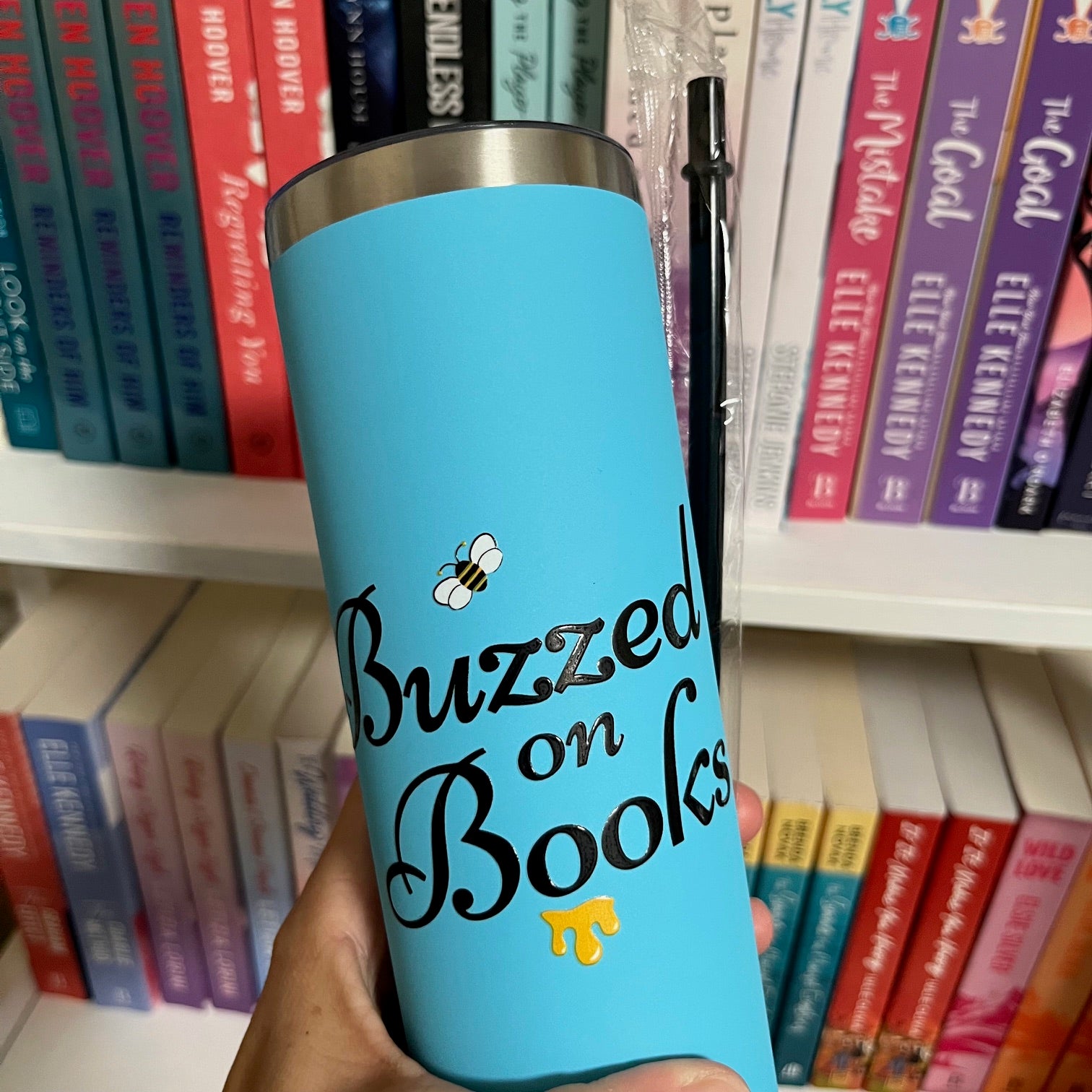 Buzzed On Books Blue Tumbler