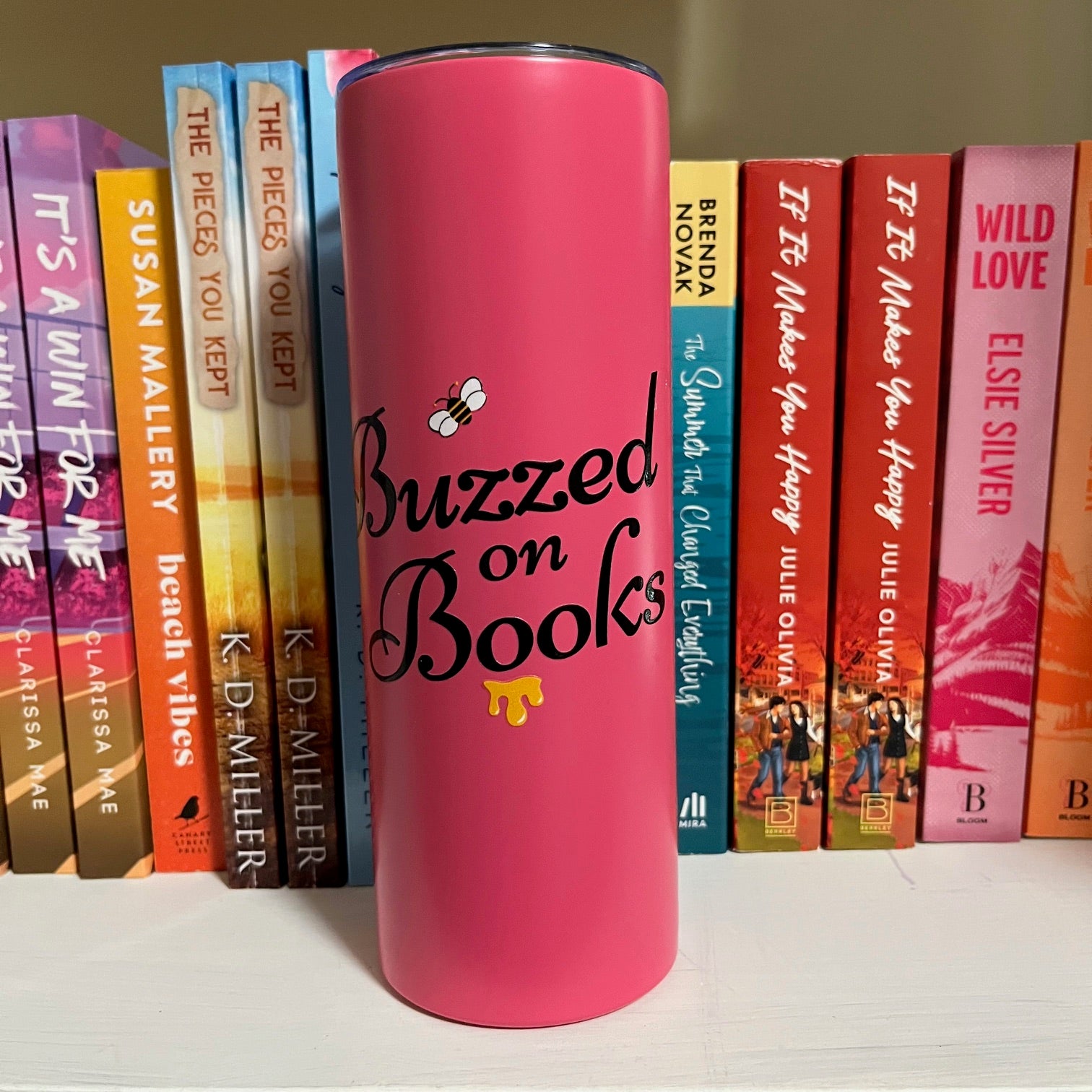 Buzzed On Books Pink Tumbler