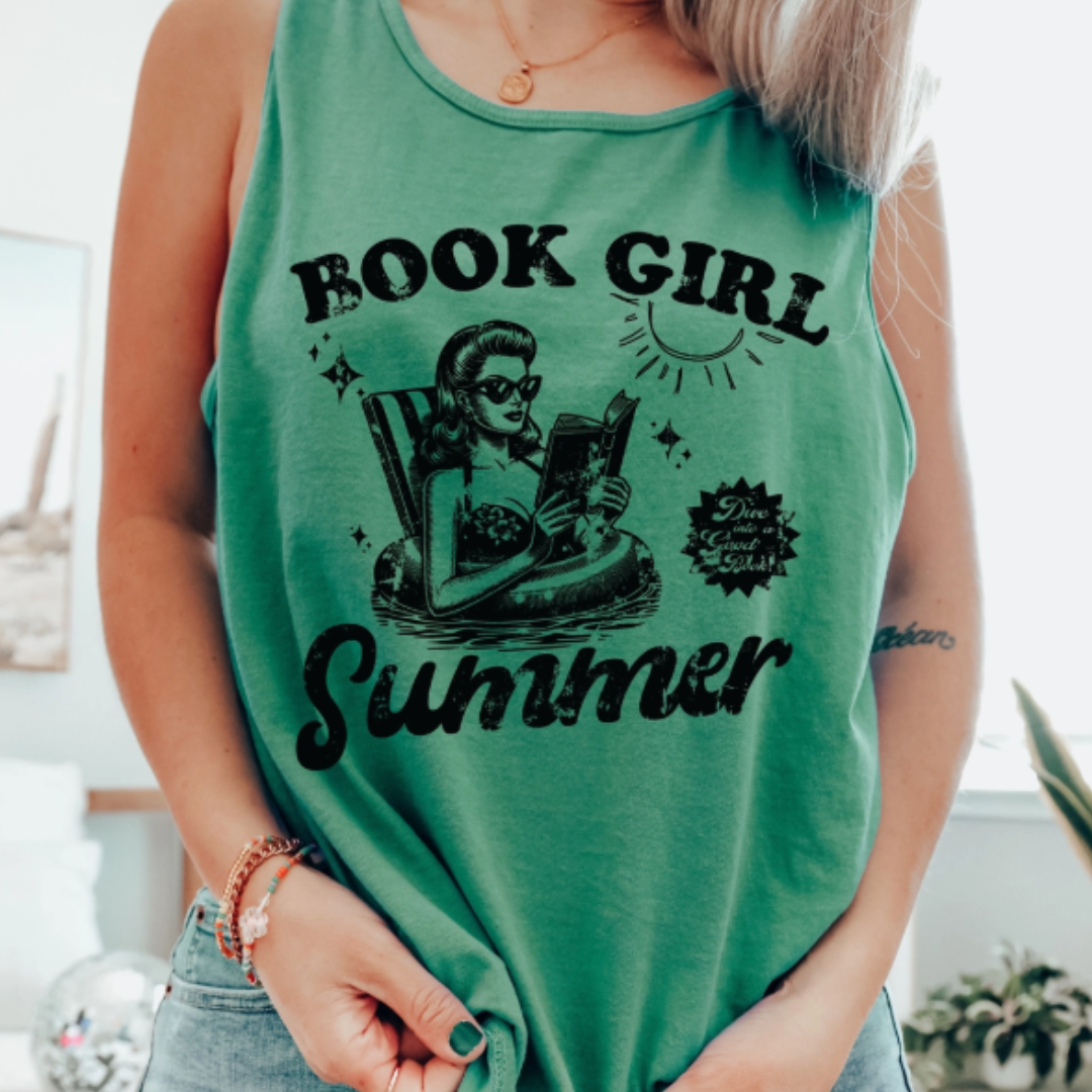 Book Girl Summer Tank (Seafoam)